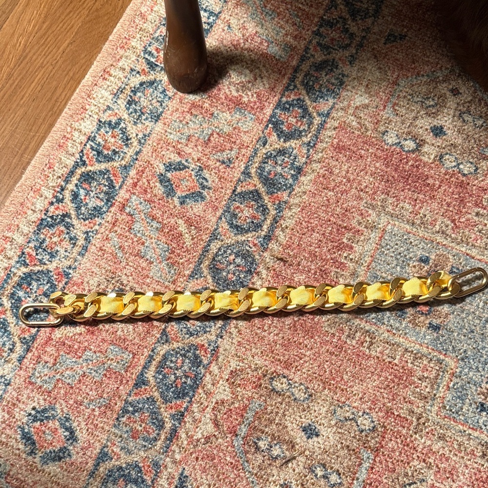 Clare V. Shortie Strap in Butter Grosgrain Curb Chain